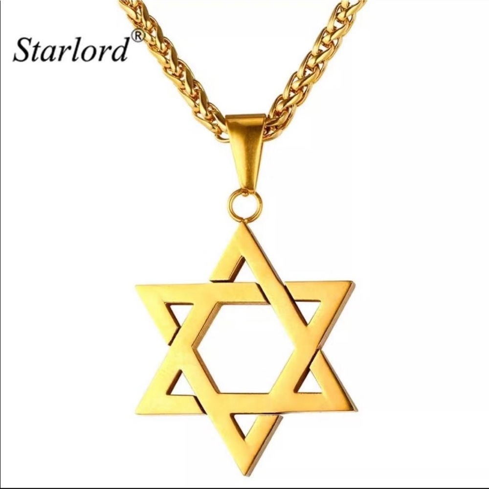 New 18K Gold Star Of David Necklace